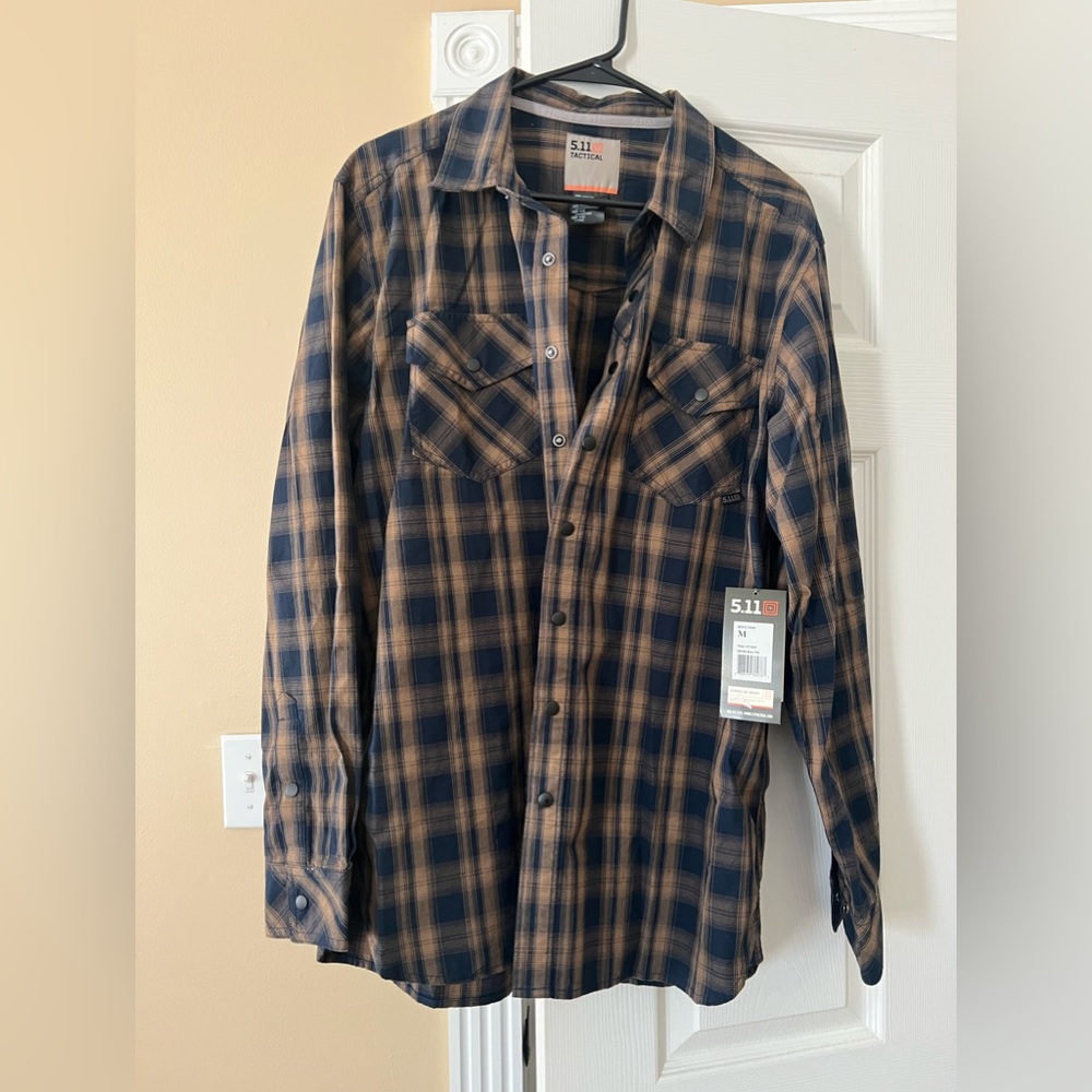 5.11 Tactical Men's Checkered Shirt - Navy and Tan